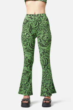 Acid Paisley Jersey Flares