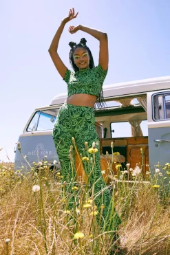 Acid Paisley Jersey Flares