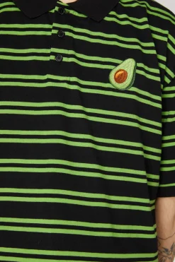 Avocado Stripe Polo Top