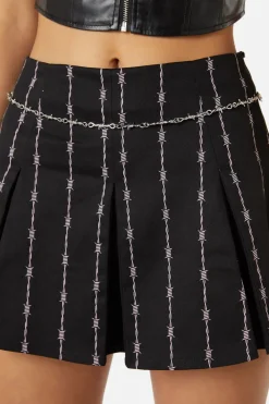 Barbed Wire Inverted Pleat Skort