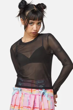 Basic Mesh Long Sleeve Top