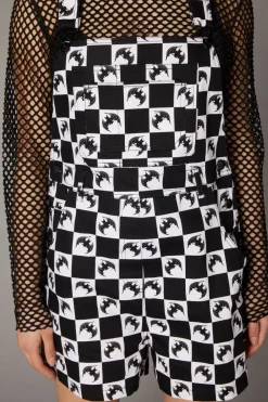 Bat Check Print Goth Overall