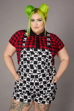 Bat Check Print Goth Overall