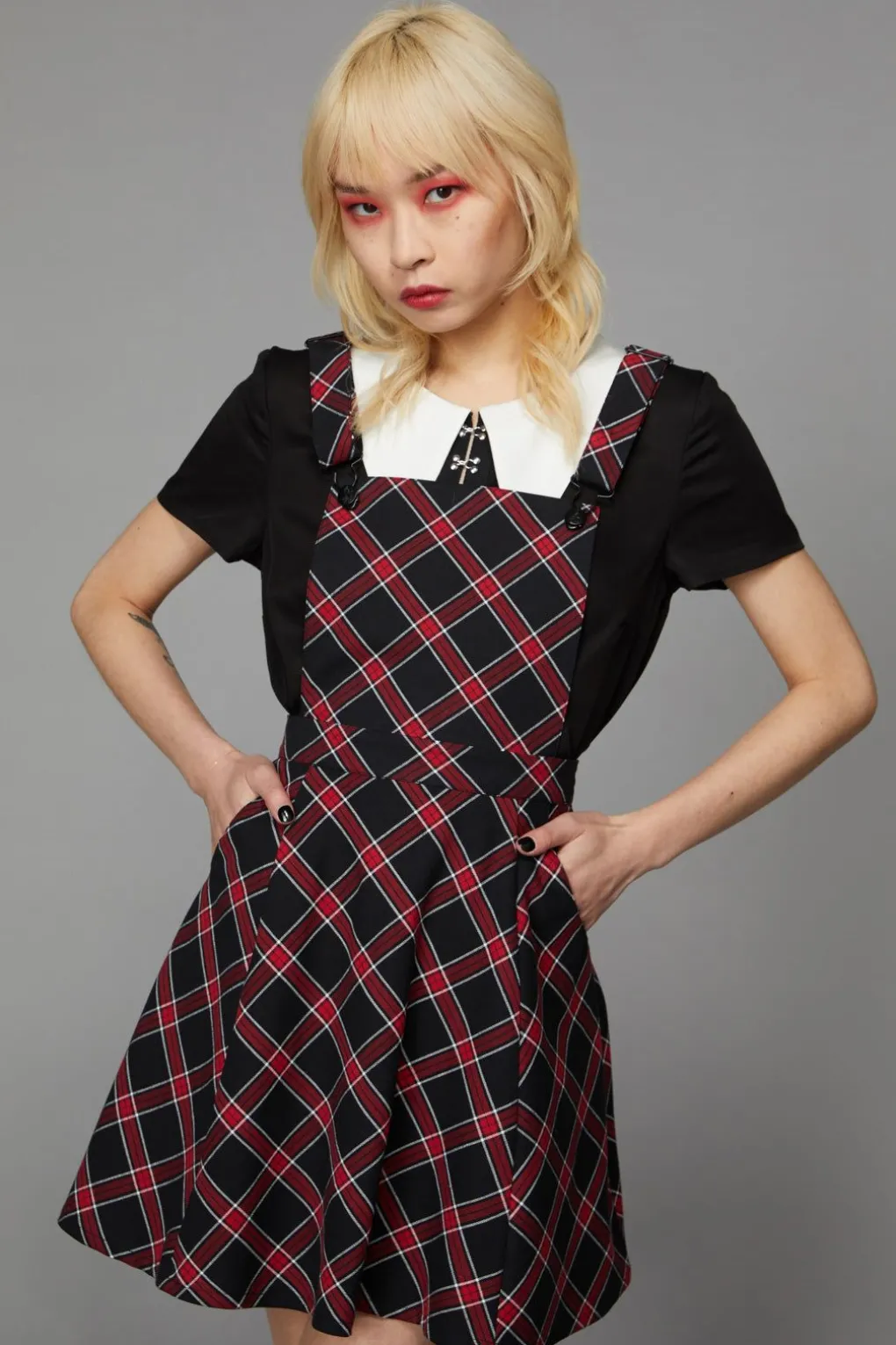 Batty Goth Tartan Pinafore