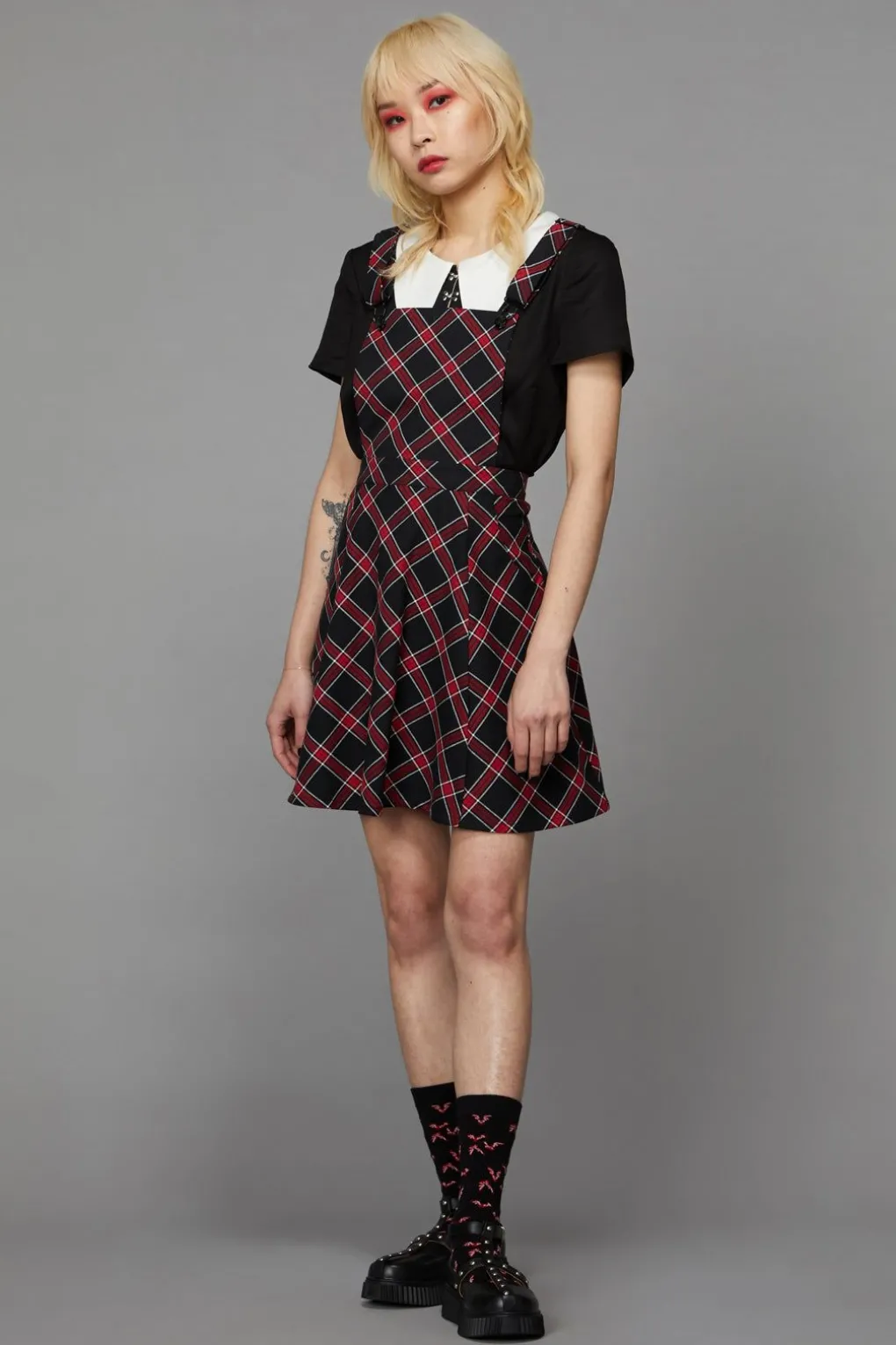 Batty Goth Tartan Pinafore