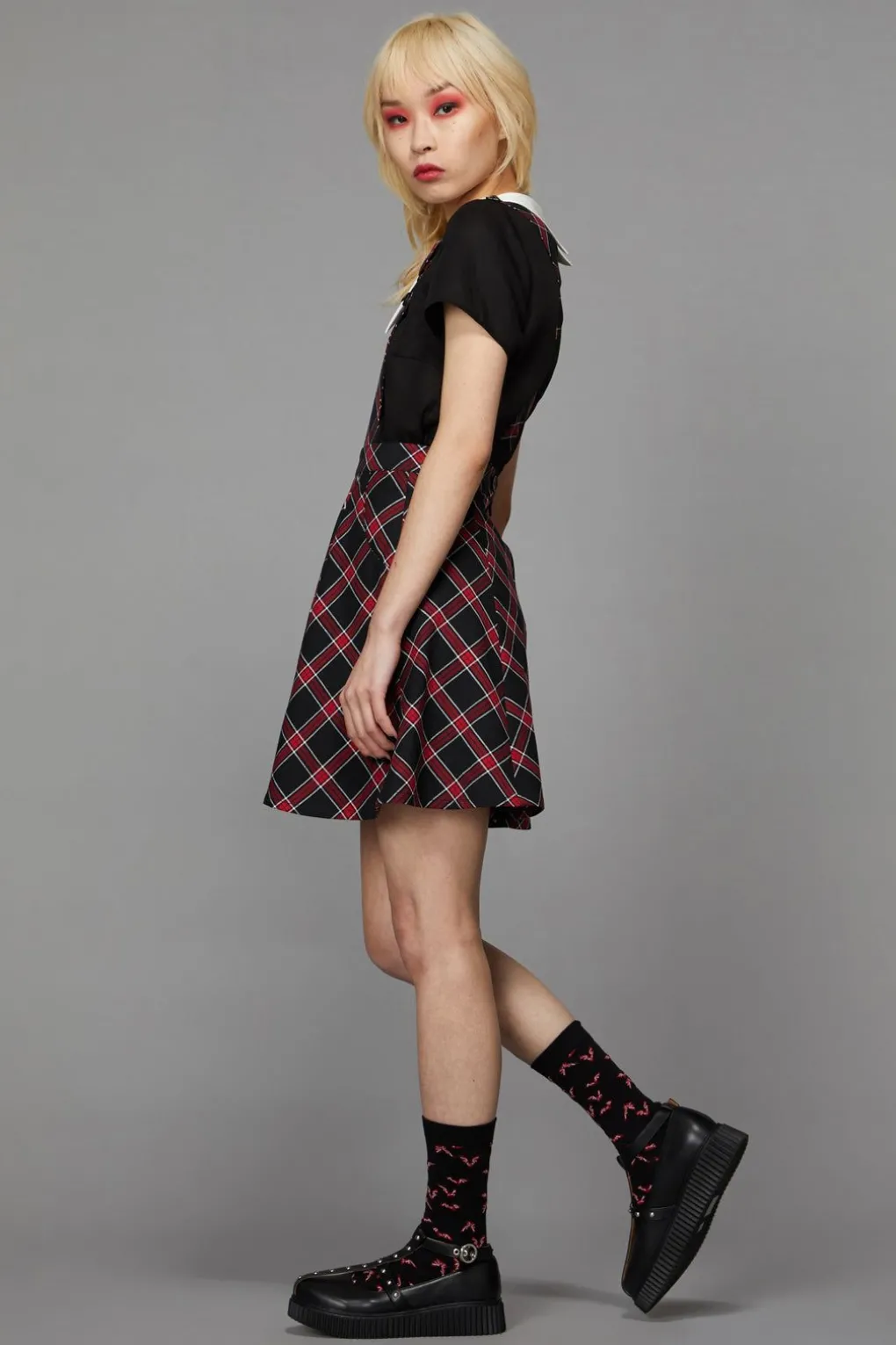 Batty Goth Tartan Pinafore