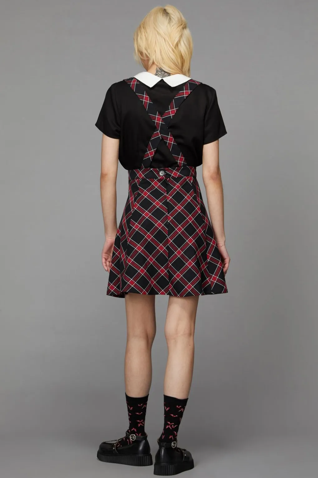 Batty Goth Tartan Pinafore