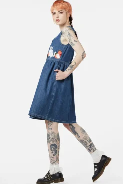 Berry Kitty Denim Pinafore