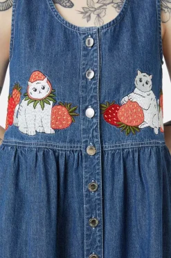 Berry Kitty Denim Pinafore