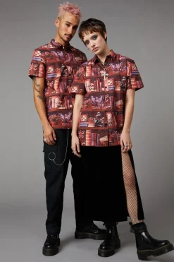 Bookish Print Short Sleeve Shirt