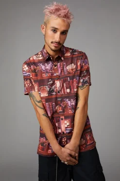 Bookish Print Short Sleeve Shirt