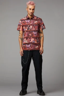 Bookish Print Short Sleeve Shirt
