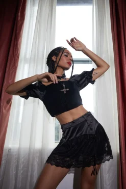 Boudoir Satin Lace Skort