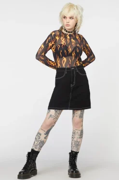 Burn Baby Denim Mini Skirt