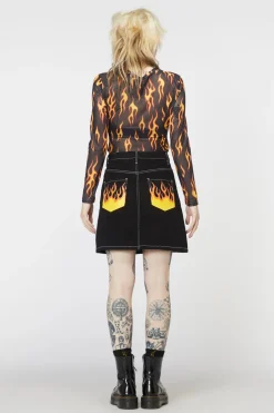 Burn Baby Denim Mini Skirt