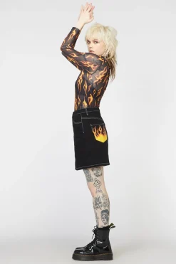 Burn Baby Denim Mini Skirt