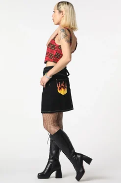Burn Baby Denim Mini Skirt