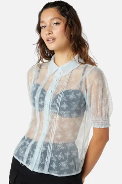 Butterflies On The Wall Mesh Blouse