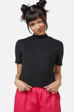 Cable Knit Mock Neck Top