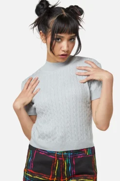 Cable Knit Mock Neck Top