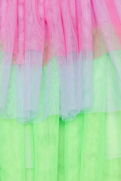 Colour Block Kids Mesh Layered Skirt