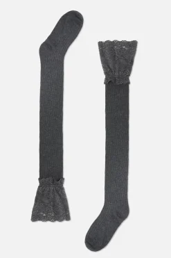 Coloured Lace Top Sock