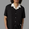 Contrast Collar Short Sleeve Shirt