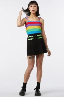 Contrast Green Buckle Skort