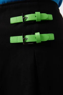 Contrast Green Buckle Skort