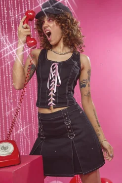 Contrast Grunge Corset Top