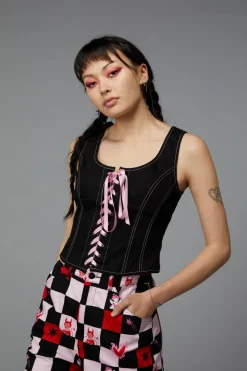 Contrast Grunge Corset Top