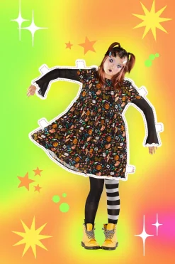 Crafty Witch Print Dress