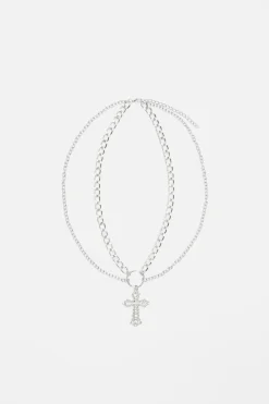 Cross Double Chain Necklace