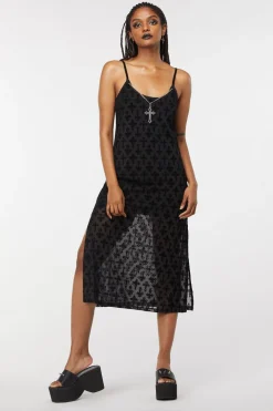 Crucifix Mesh Slip Dress