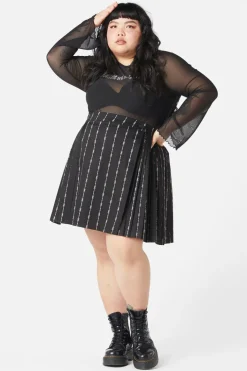 Curve Barbed Wire Pleated Slider Skirt