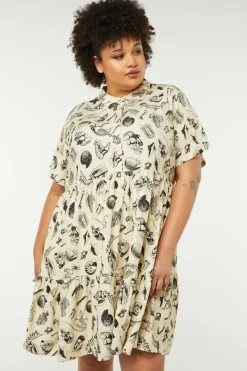 Curve Body Fossils Printed Dress