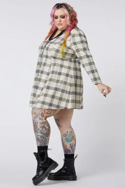 Curve Crescent Tartan Long Sleeve Dress