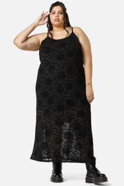 Curve Decaying Days Flock Mesh Dress