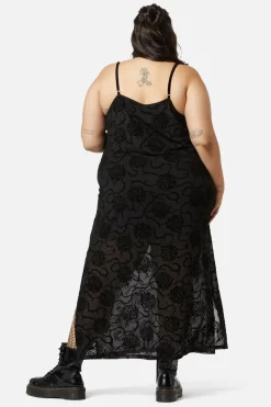 Curve Decaying Days Flock Mesh Dress