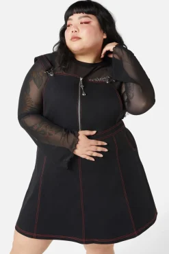 Curve Defrauded Contrast Stitch Pinafore