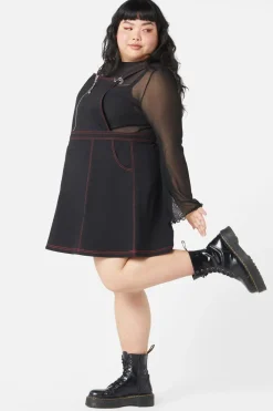 Curve Defrauded Contrast Stitch Pinafore