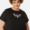 Curve Diamante Butterfly Zipper Tee
