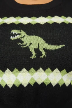 Curve Dino Argyle Knit Jumper