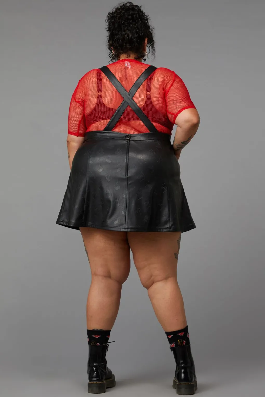 Curve Flamin Embossed Pu Pinafore