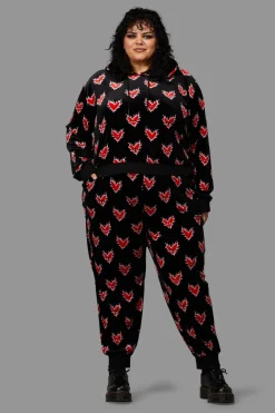 Curve Flamin Hearts Velour Hoodie