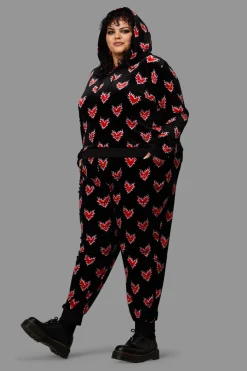 Curve Flamin Hearts Velour Hoodie