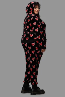 Curve Flamin Hearts Velour Hoodie