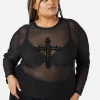 Curve Hail Lilith Flocked Mesh Top