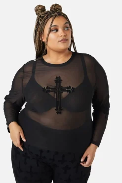 Curve Hail Lilith Flocked Mesh Top