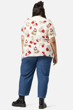 Curve Kitty Kisses Collar Blouse